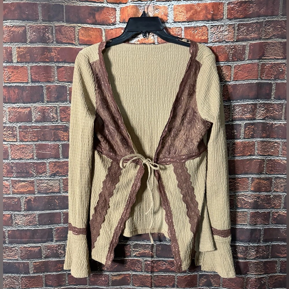 Tie Front Lace Detail Cardigan